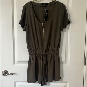 NWT- Lulus Olive Green Short Sleeve Romper